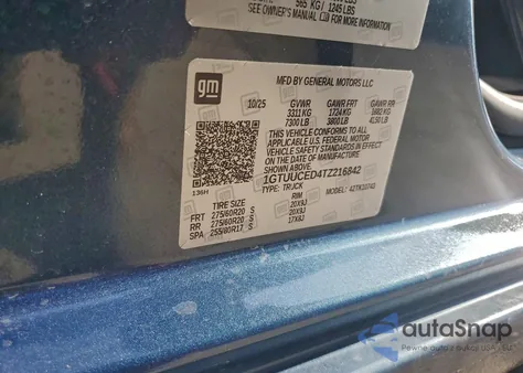 2026 GMC Sierra K1500 Elevation z USA, uszkodzony, nr VIN 1GTUUCED4TZ216842